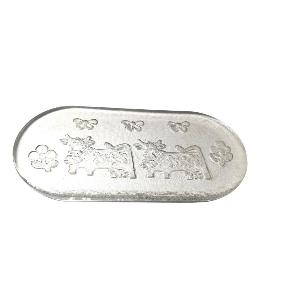 Kosta Boda Bertil Vallien Glass Cow Paperweight Tray Swedish Art Glass Vintage